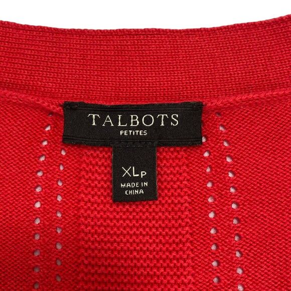Talbots Womens Button Up Cardigan Sweater | XLP | Red | Granny Holidays - Picture 3 of 10